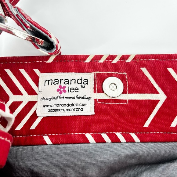 MARANDA‎ LEE Red White Printed Tote Bag Diaper Bag Carry All Canvas Over Sized - Picture 2 of 12